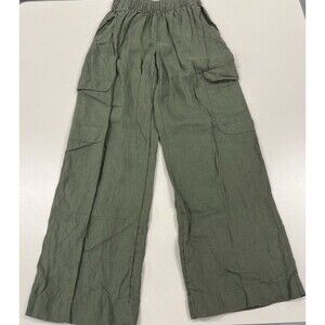 C&C California Womens S Linen Wide Leg Cargo Pullon Pants Green